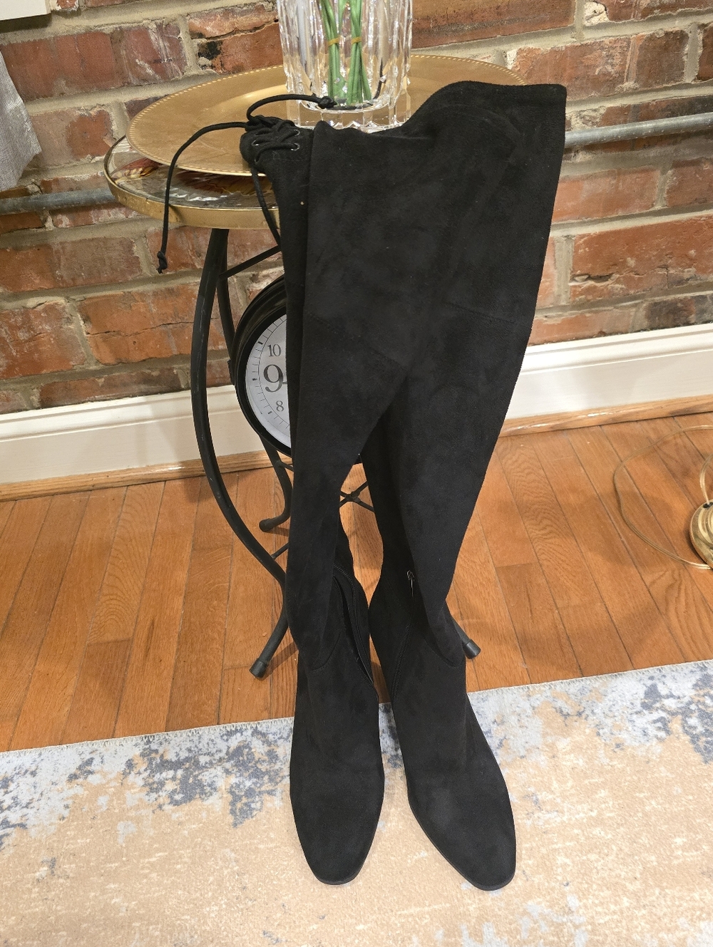 Vince Camuto Black Over-The-Knee Suede Boots with Lace Tie New Never Worn